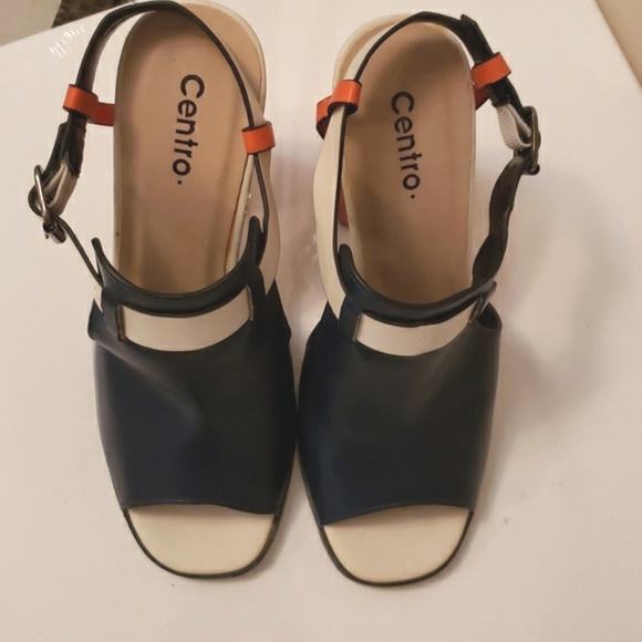 Disco Diva! Navy faux Leather & Orange heels 6.5 EUC - Picture 6 of 13